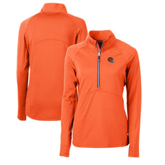 Cincinnati Bengals Cutter & Buck Women's Helmet Logo Adapt Eco Knit Stretch Recycled Half-Zip Pullover Top Orange