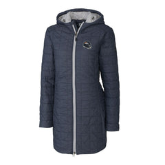 Denver Broncos Cutter & Buck Women's Helmet Logo Rainier Primaloft Eco Insulated Hooded Long Coat Heather Navy