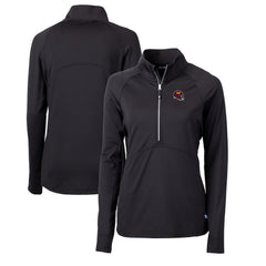 Washington Commanders Cutter & Buck Women's Helmet Logo Adapt Eco Knit Stretch Recycled Half-Zip Pullover Top Black
