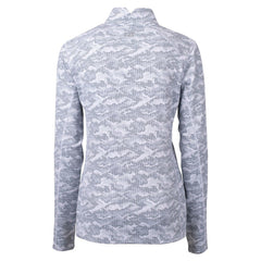 New Orleans Saints Cutter & Buck Women's Helmet Logo Traverse Camo Print Stretch Quarter-Zip Pullover Top Charcoal