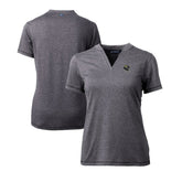 Jacksonville Jaguars Cutter & Buck Women's Helmet Logo DryTec Forge Stretch V-Neck Blade Top Heather Charcoal