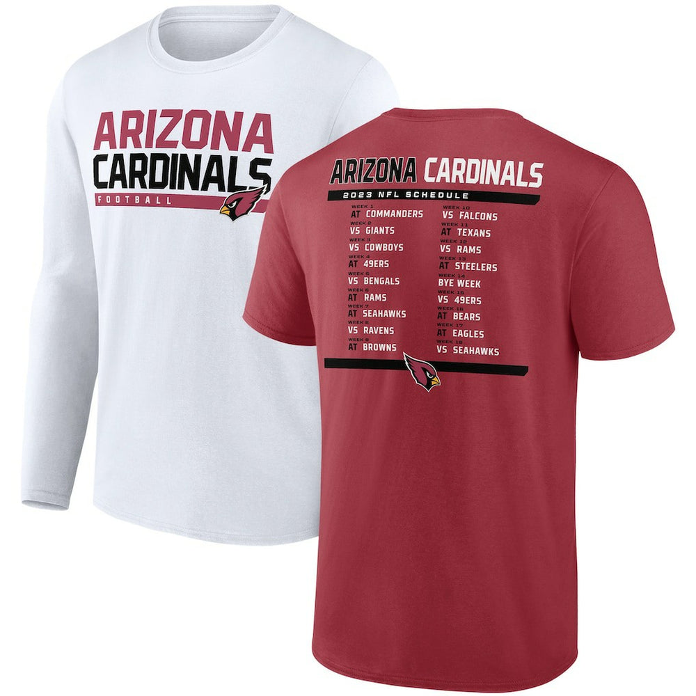 Fanatics Arizona Cardinals Two-Pack 2023 Schedule T-Shirt Combo Set Cardinal/White