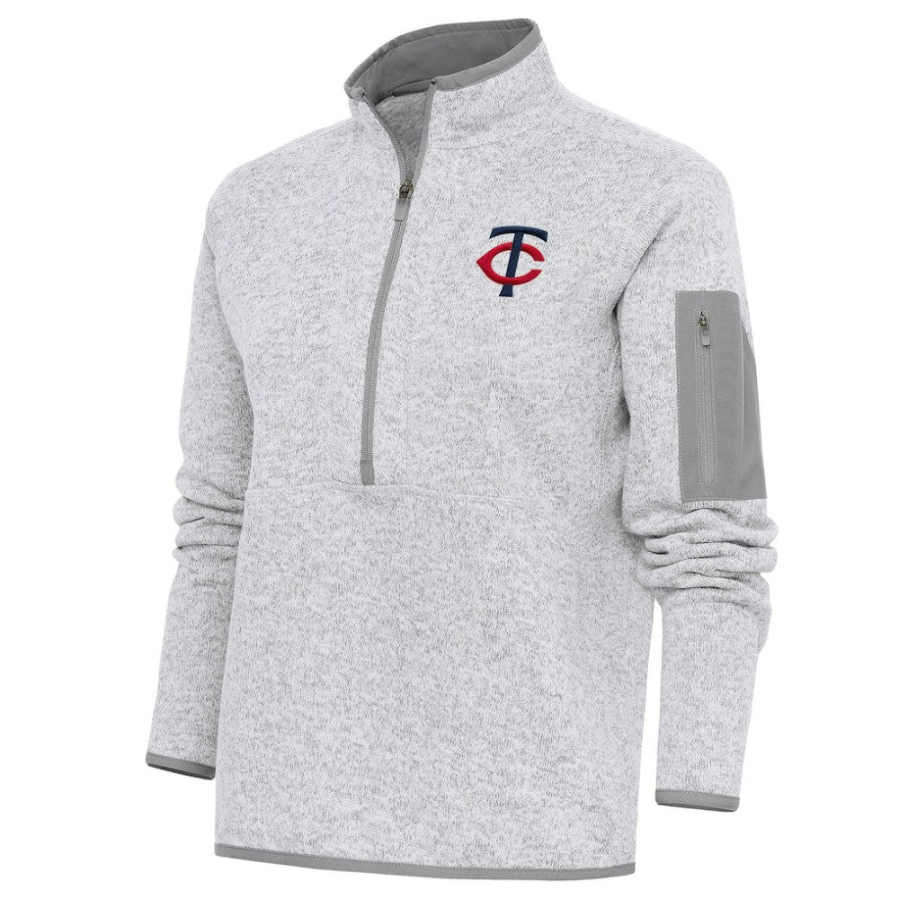Minnesota Twins Antigua Women's Fortune Quarter-Zip Pullover Jacket - Heather Gray - MLB Discount