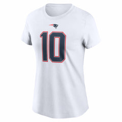 Nike Drake Maye New England Patriots Women's Player Name & Number T-Shirt White