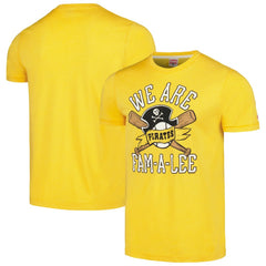 Pittsburgh Pirates Homage Doodle Collection We Are Fam-A-Lee Tri-Blend T-Shirt - Gold - MLB Discount
