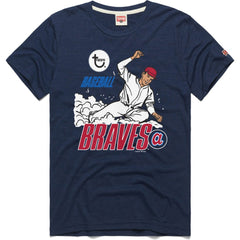 Atlanta Braves Homage x Topps Tri-Blend T-Shirt - Navy - MLB Discount