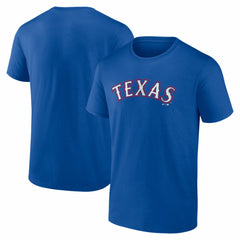 Texas Rangers Logo Athletic Wordmark T-Shirt - Royal - MLB Discount