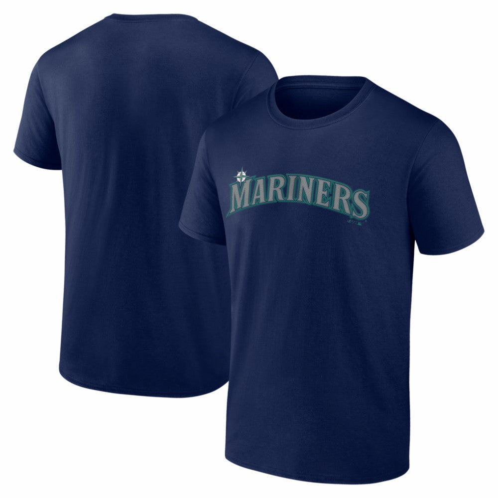 Seattle Mariners Logo Athletic Wordmark T-Shirt - Navy - MLB on Sale