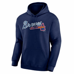 Atlanta Braves Logo Athletic Wordmark Hoodie - Navy - MLB Sale