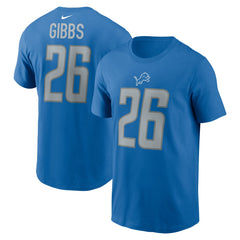 Nike Jahmyr Gibbs Detroit Lions 2023 NFL Draft First Round Pick Player Name & Number T-Shirt Blue