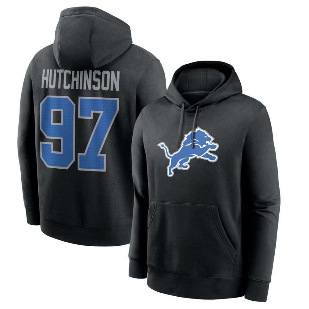 Nike Aidan Hutchinson Detroit Lions Name & Number Fleece Hoodie Black