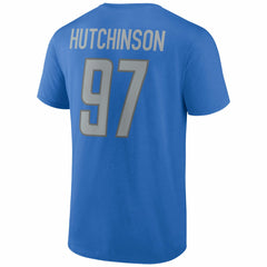 Fanatics Aidan Hutchinson Detroit Lions Player Icon Name & Number T-Shirt Blue