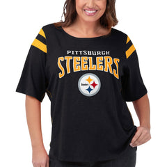 Pittsburgh Steelers G-III 4Her by Carl Banks Women's Plus Size Linebacker T-Shirt Black