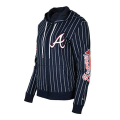 Atlanta Braves New Era Women's Pinstripe Tri-Blend Full-Zip Hoodie Jacket - Navy - New Era on Sale