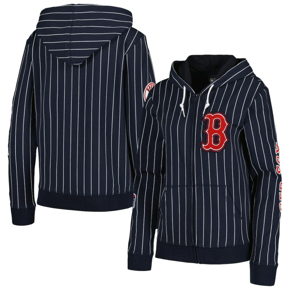 Boston Red Sox New Era Women's Pinstripe Tri-Blend Full-Zip Jacket - Navy - New Era Sale