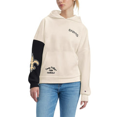New Orleans Saints Tommy Hilfiger Women's Harriet Pullover Hoodie Cream/Black