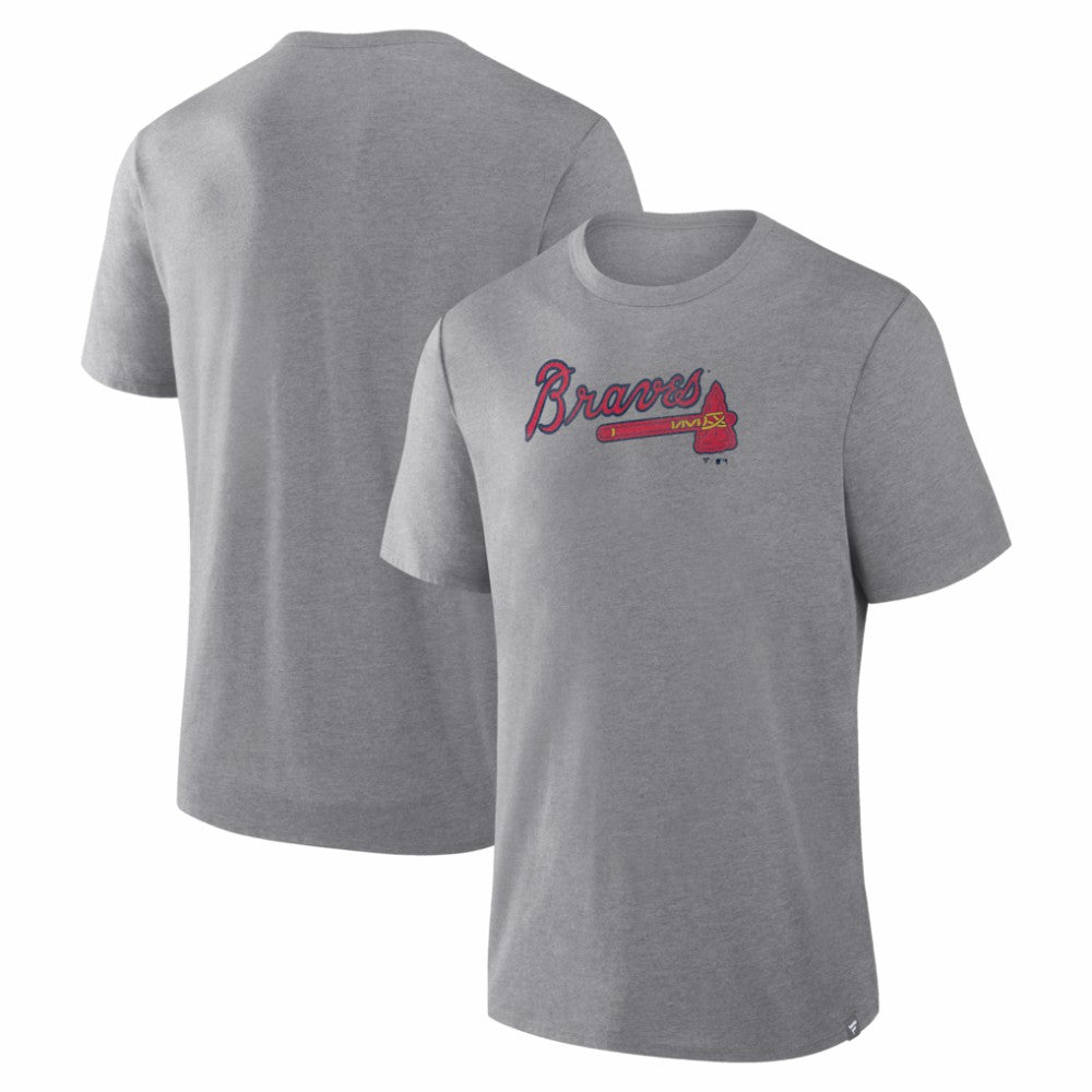 Atlanta Braves Fanatics Play Tribute Tri-Blend T-Shirt - Heather Gray - Fanatics Sale