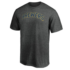 Milwaukee Brewers Official Wordmark T-Shirt - Charcoal - MLB Lifestyle