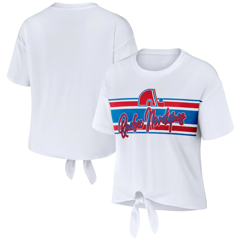 Colorado Avalanche WEAR by Erin Andrews Women's Front Knot T-Shirt - White - NHL 200116097