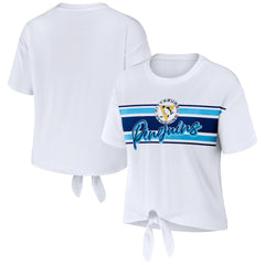 Pittsburgh Penguins WEAR by Erin Andrews Women's Front Knot T-Shirt - White - NHL 200116103