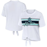 Seattle Kraken WEAR by Erin Andrews Women's Front Knot T-Shirt - White - NHL 200116105