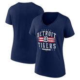 Detroit Tigers Women's Americana Team V-Neck T-Shirt - Navy - MLB on Sale
