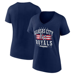 Kansas City Royals Women's Americana Team V-Neck T-Shirt - Navy - MLB Sale