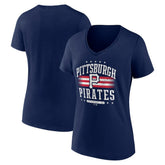 Pittsburgh Pirates Women's Americana Team V-Neck T-Shirt - Navy - MLB on Sale