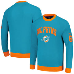 Miami Dolphins Tommy Hilfiger Reese Raglan Tri-Blend Pullover Sweatshirt Aqua
