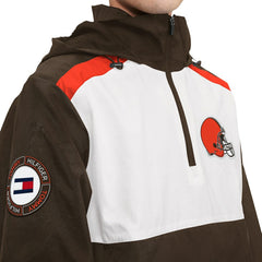 Cleveland Browns Tommy Hilfiger Carter Half-Zip Hooded Top Brown/White