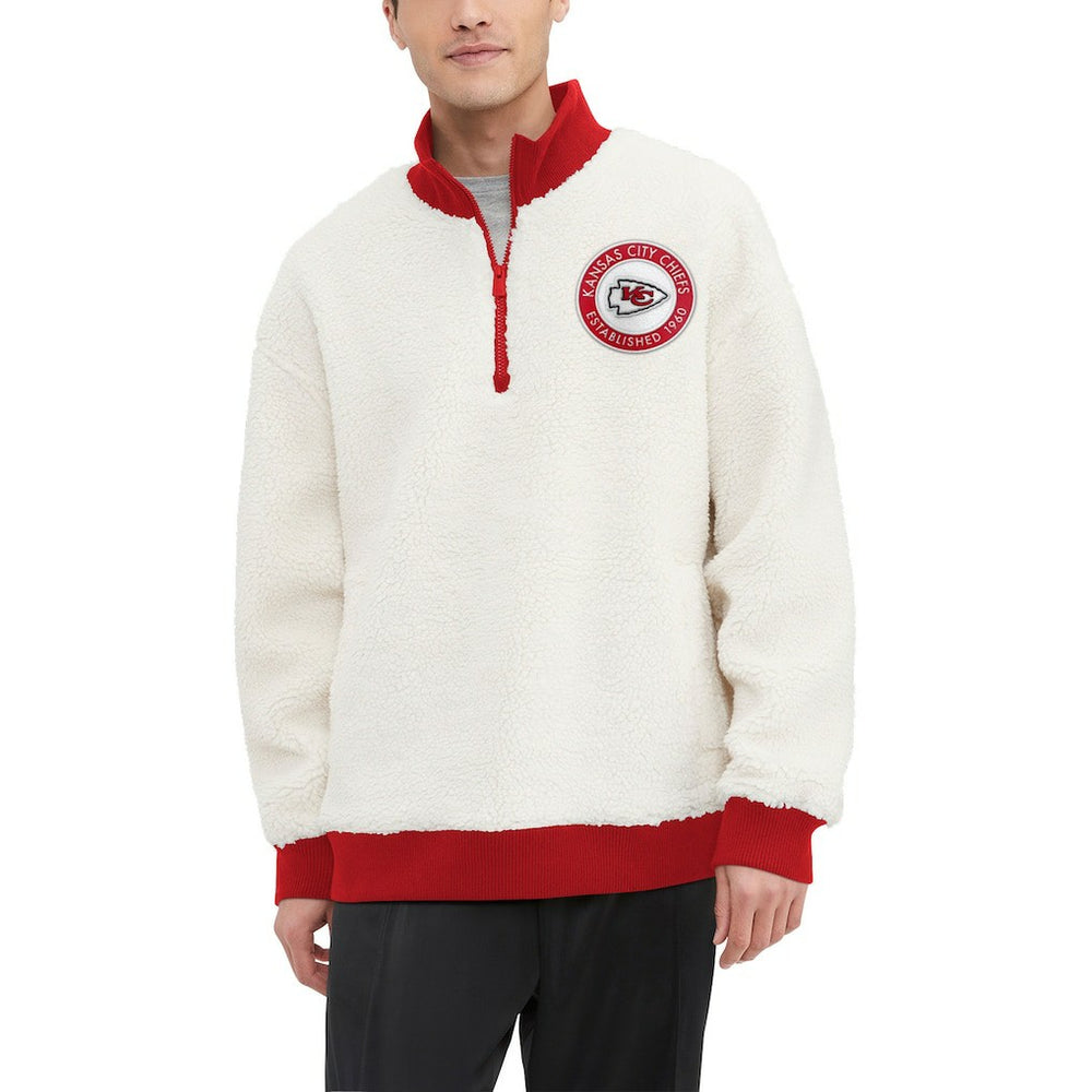 Kansas City Chiefs Tommy Hilfiger Jordan Sherpa Quarter-Zip Sweatshirt Cream
