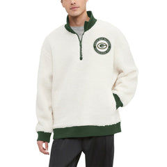 Green Bay Packers Tommy Hilfiger Jordan Sherpa Quarter-Zip Sweatshirt Cream
