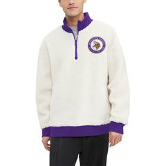 Minnesota Vikings Tommy Hilfiger Jordan Sherpa Quarter-Zip Sweatshirt Cream