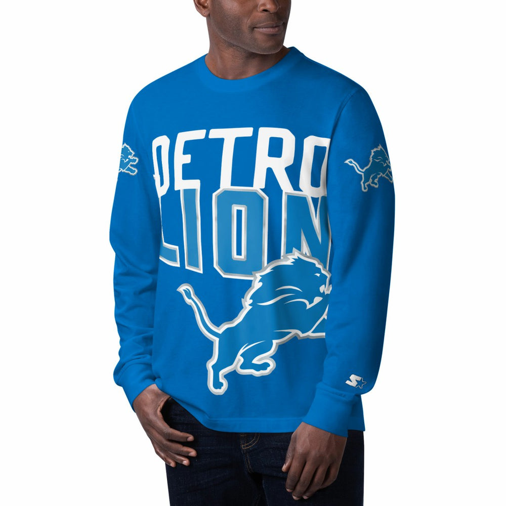 Detroit Lions Starter Clutch Hit Long Sleeve T-Shirt Blue