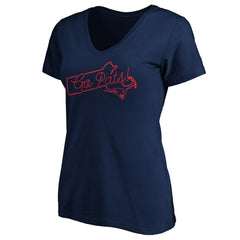 New England Patriots Women's Script V-Neck T-Shirt Navy