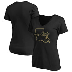 New Orleans Saints Women's Script V-Neck T-Shirt Black