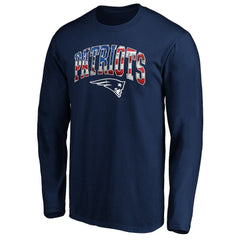 New England Patriots Banner Wave Long Sleeve T-Shirt Navy