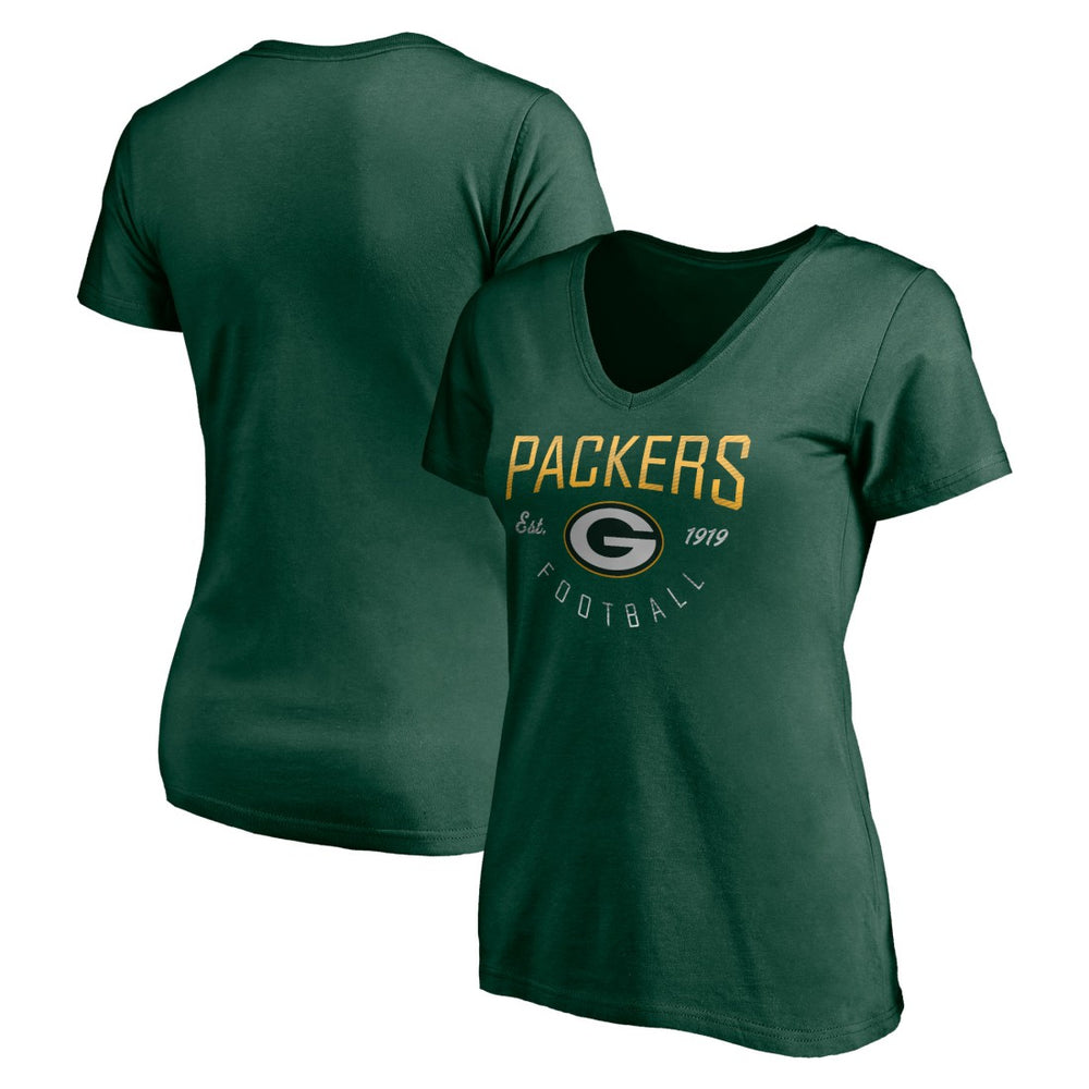 Green Bay Packers Women's Live For It V-Neck T-Shirt Green