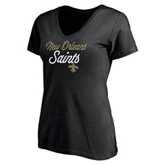 New Orleans Saints Women's Long Stride V-Neck T-Shirt Black