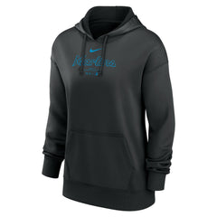 Miami Marlins Nike Women's Authentic Collection Performance Pullover Hoodie - Black - Nike Lifestyle