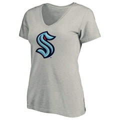 Seattle Kraken Women's Primary Logo V-Neck T-Shirt - Gray - NHL 200131667