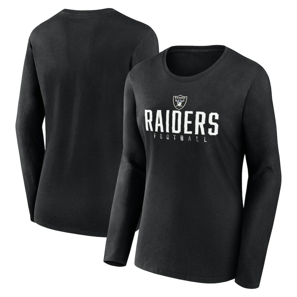 Fanatics Las Vegas Raiders Women's Plus Size Foiled Play Long Sleeve T-Shirt Black