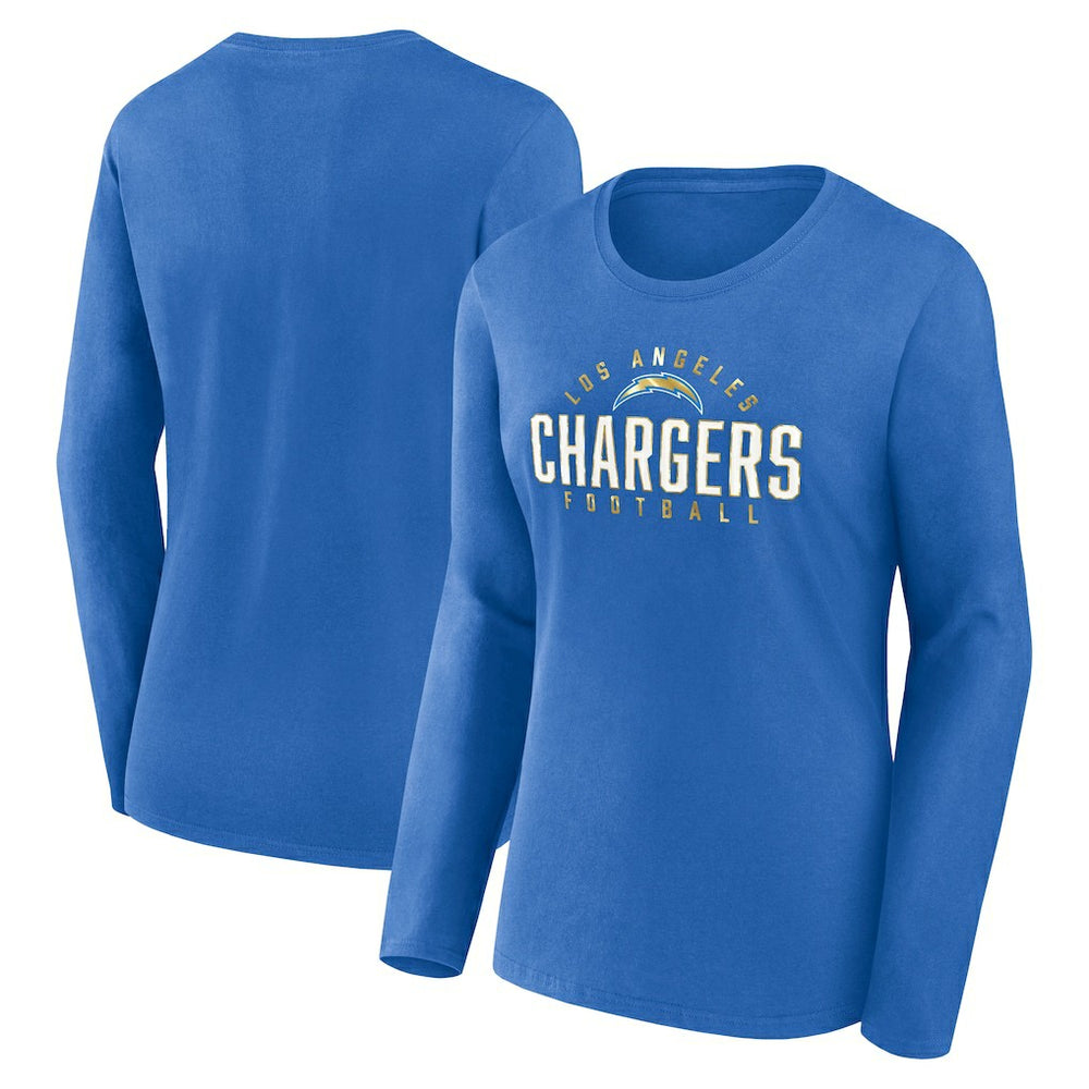 Fanatics Los Angeles Chargers Women's Plus Size Foiled Play Long Sleeve T-Shirt Powder Blue