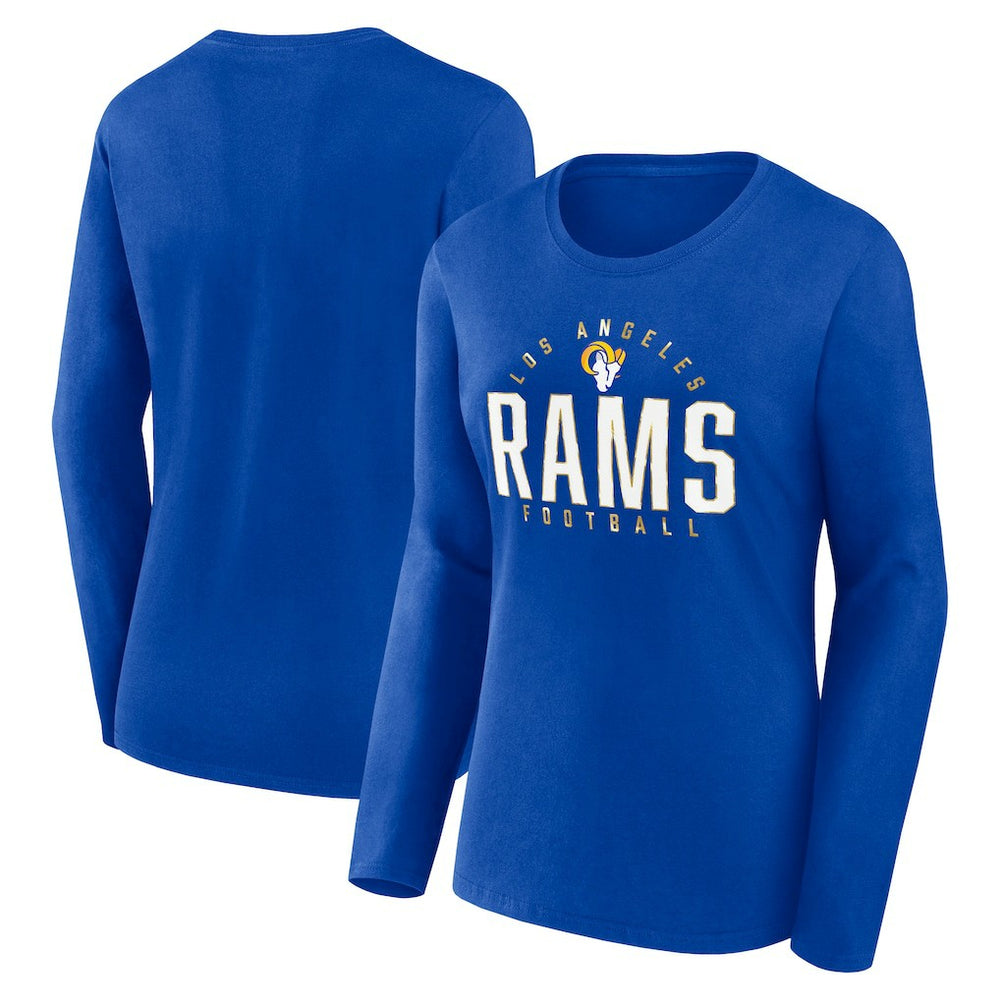 Fanatics Los Angeles Rams Women's Plus Size Foiled Play Long Sleeve T-Shirt Royal