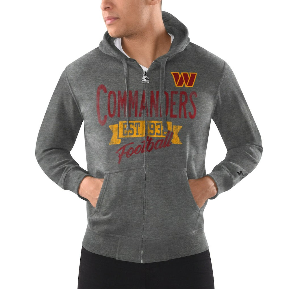Washington Commanders Starter Domestic Post Season Full-Zip Hoodie Charcoal