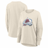 Colorado Avalanche Fanatics Women's Distressed Logo Long Sleeve T-Shirt - Cream - NHL 2001323623