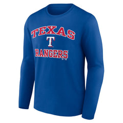 Texas Rangers Logo Athletic Heart & Soul Long Sleeve T-Shirt - Royal - MLB on Sale
