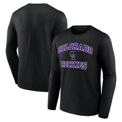 Colorado Rockies Logo Athletic Heart & Soul Long Sleeve T-Shirt - Black - MLB Discount