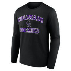 Colorado Rockies Logo Athletic Heart & Soul Long Sleeve T-Shirt - Black - MLB Discount