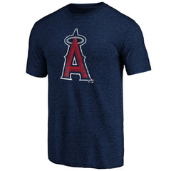 Los Angeles Angels Official Logo Tri-Blend T-Shirt - Heather Navy - MLB Online